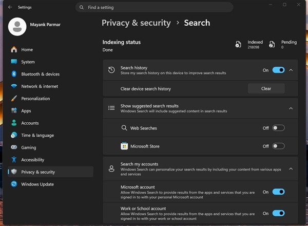 微软推Win11搜索优化更新:禁用网页搜索,专注本地毫秒级检索