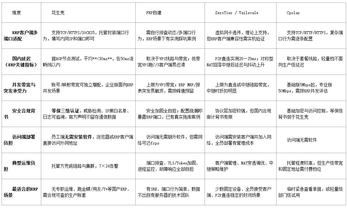 远程ERP访问方案盘点：延迟、端口与合规，选哪个内网穿透方案？
