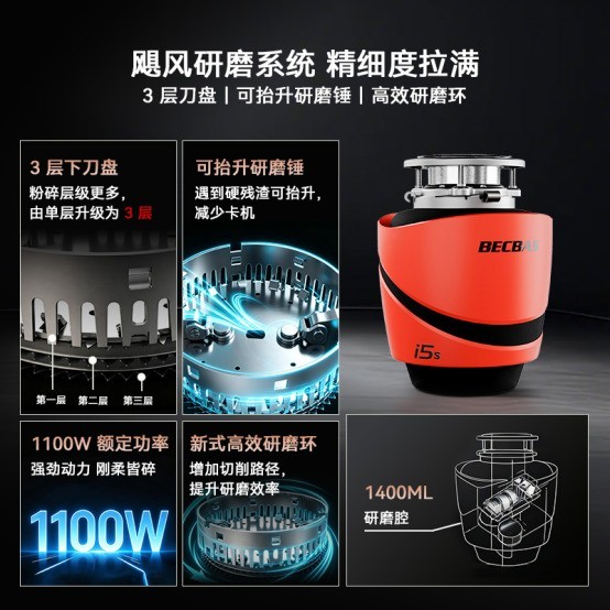 垃圾处理器行业首款新国标4A级产品:贝克巴斯i5s